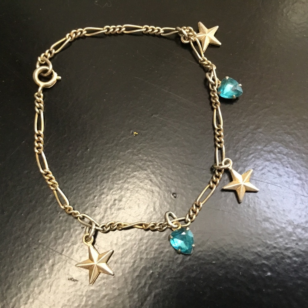 Vintage 60s silver/blue BOHO charm bracelet